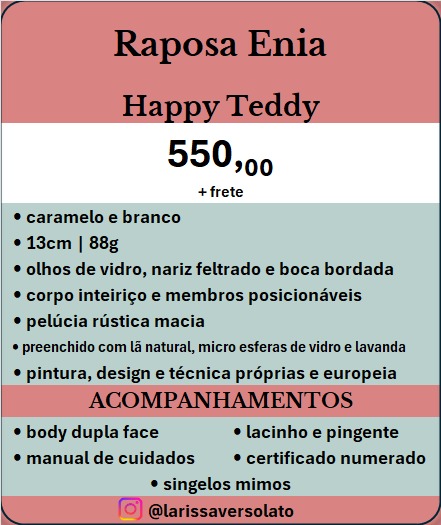 raposa de pelucia teddy sorridente
